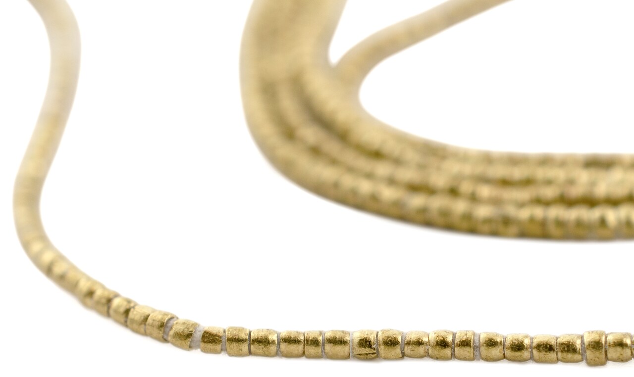 The Bead Chest Brass Heishi Beads – 1.5mm Ethiopian Metal Spacers, Full Strand for Jewelry Making I Approximately 450-540 Beads